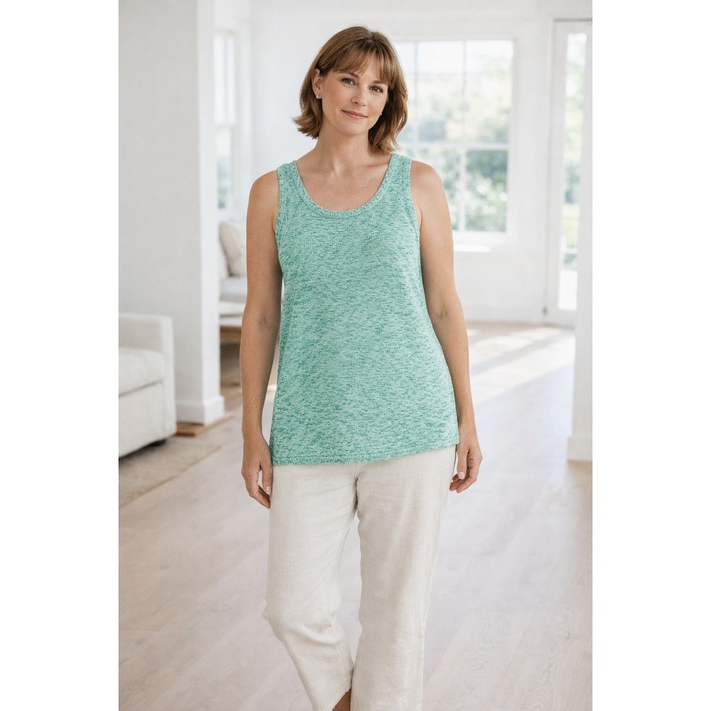 J.Jill Wearever 100% Cotton Knit Tank Top Seafoam Green Sleeveless Women's M NWT